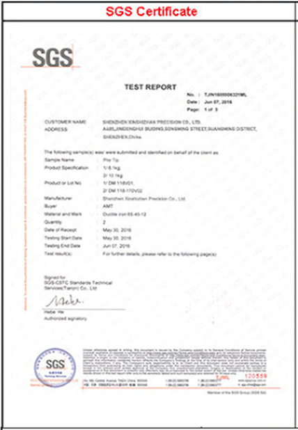 Chine Xinshizhan Precision Co., Ltd. certifications